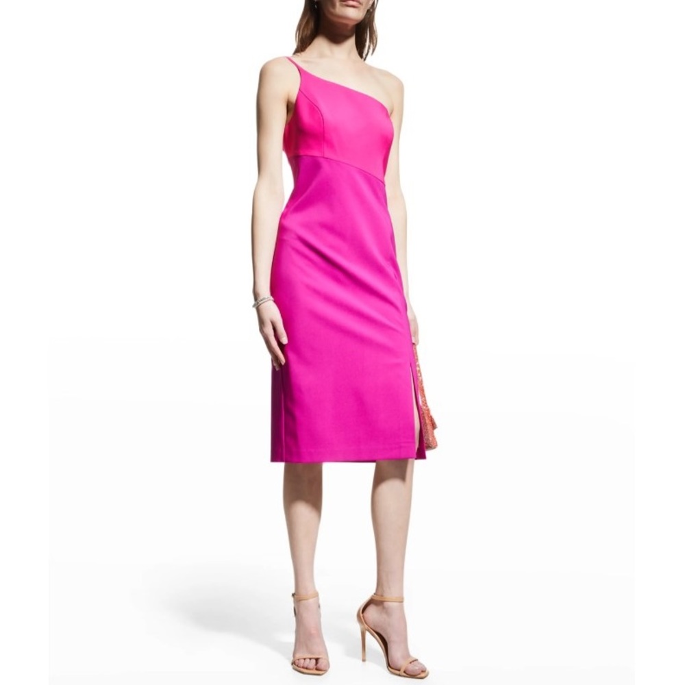 Aidan By Aidan Mattox One-shoulder colorblocked dress